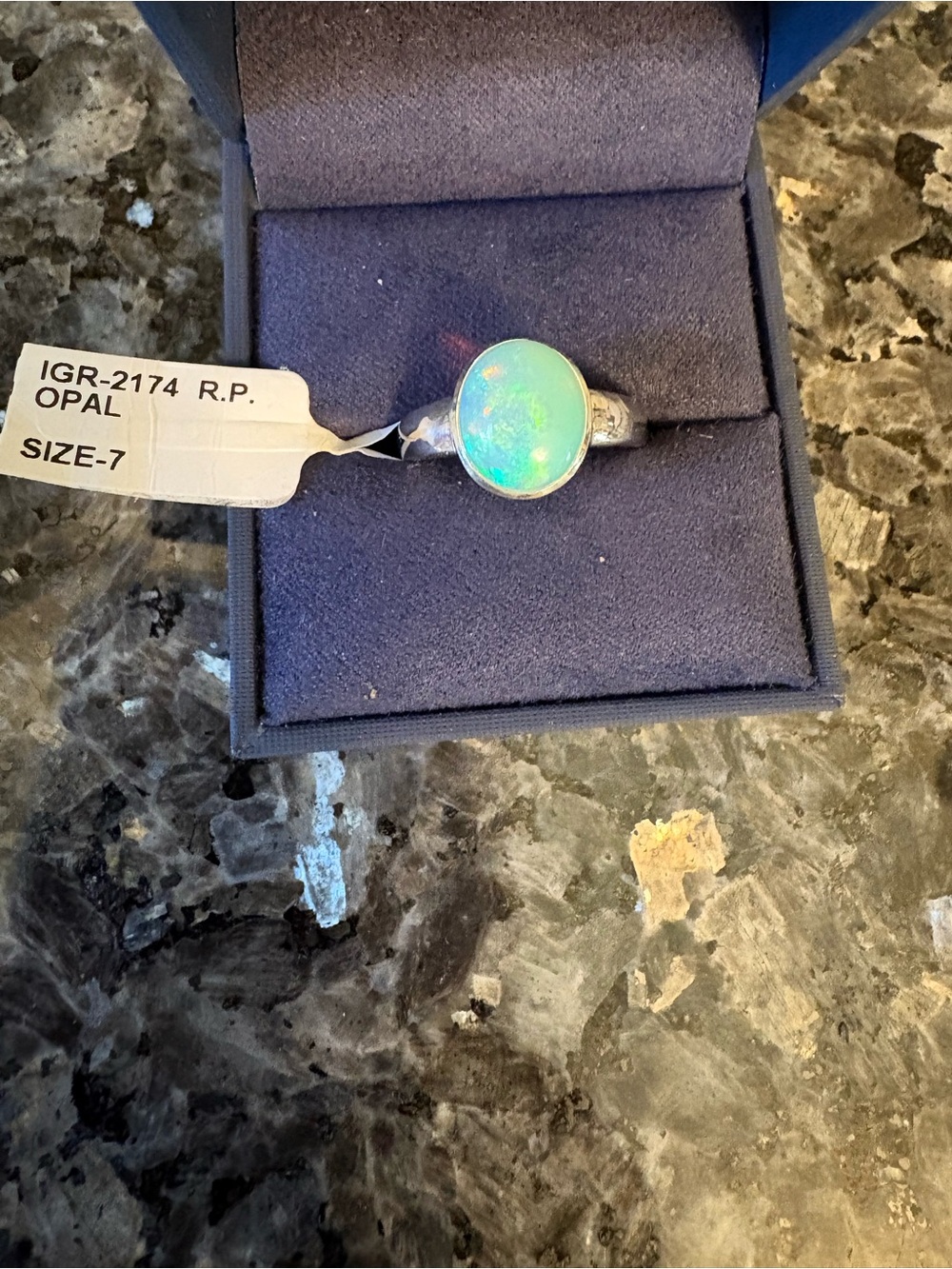 Natural Opal Sterling Silver Oval Ring - Size 7